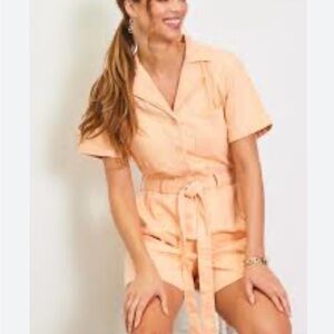 Skies Are Blue Apricot Short Sleeve Jumpsuit